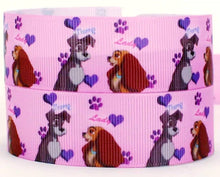 Load image into Gallery viewer, 7/8&quot; Lady and the Tramp Grosgrain ribbon. Disney, Dog Ribbon.
