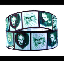 Load image into Gallery viewer, 5/8&quot; Vincent Price Classic Horror Movie Frankenstein Grosgrain Ribbon. Haunted and Fright Night ribbon. Classic Villians. Classic Scary Movi
