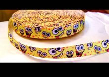 Load image into Gallery viewer, 7/8&quot; Sponge Bob Comic Cartoon Character Grosgrain ribbon.
