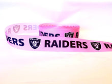 Load image into Gallery viewer, 1.5&quot; Los Angeles Raiders Pink Grosgrain Ribbon. NFL Football? Sports Team Ribbon
