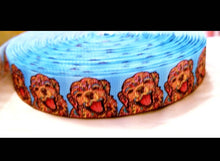 Load image into Gallery viewer, 7/8&quot; Golden Retriever Dog Grosgrain Ribbon
