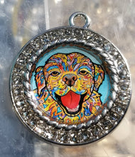 Load image into Gallery viewer, Golden Retriever Necklace. Golden Retriever Charm with Rhinestones.

