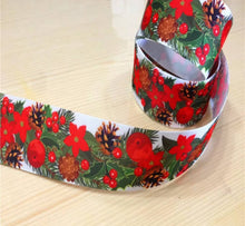 Load image into Gallery viewer, 7/8&quot; &amp; 5/8&quot; Garland Poinsettia Pine Cones Christmas Ribbon
