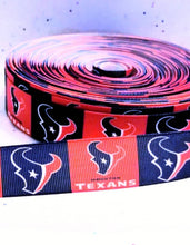 Load image into Gallery viewer, 7/8&quot; or 1&quot; (3 yards in stock of 1&quot;) Houston Texans Longhorns Football Ribbon. Football Grosgrain Ribbon  Sports Ribbon
