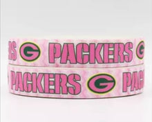 Load image into Gallery viewer, 1.5&quot; pink Green Bay Packers  Grosgrain Ribbon. NFL Football Sports Ribbon.
