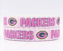 Load image into Gallery viewer, 1.5&quot; pink Green Bay Packers  Grosgrain Ribbon. NFL Football Sports Ribbon.
