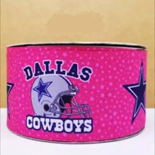 Load image into Gallery viewer, 7/8&quot; Dallas Cowboy Hot Pink Grosgrain Ribbon. Pink Stars NFL Football Sports Team Ribbon
