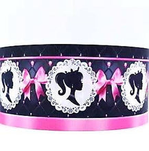 Load image into Gallery viewer, 7/8&quot; Princess Grosgrain Ribbon. Barbie Doll Pink Crown Ribbon
