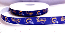 Load image into Gallery viewer, 5/8&quot; Los Angeles Rams Grosgrain Ribbon. NFL Football Sports Team Ribbon
