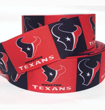 Load image into Gallery viewer, 7/8&quot; or 1&quot; (3 yards in stock of 1&quot;) Houston Texans Longhorns Football Ribbon. Football Grosgrain Ribbon  Sports Ribbon
