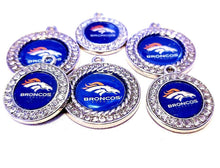 Load image into Gallery viewer, 2 in stock 2.5cm - Denver Broncos NFL Football Charms.  Sports Team Charms in 2cm and 2.5cm. Rhinestone Charms
