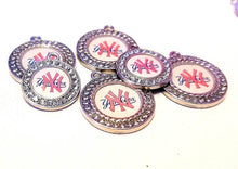 Load image into Gallery viewer, New York Yankees Pink NFL Football Charms.  Sports Team Charms in 2cm and 2.5cm. Rhinestone Charms
