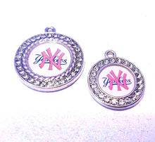 Load image into Gallery viewer, New York Yankees Pink NFL Football Charms.  Sports Team Charms in 2cm and 2.5cm. Rhinestone Charms
