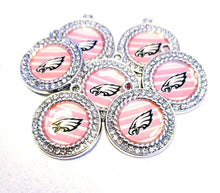 Load image into Gallery viewer, Philadelphia Eagles NFL Football Charms.  Sports Team Charms. 2.5cm. Rhinestone Charms
