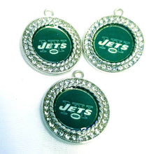 Load image into Gallery viewer, New York Jets NFL Football Charms.  Sports Team Charms in 2.5cm Rhinestone Charms
