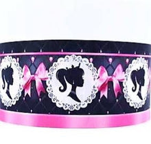 Load image into Gallery viewer, 7/8&quot; Princess Grosgrain Ribbon. Barbie Doll Pink Crown Ribbon
