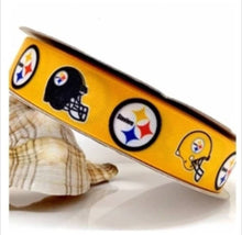 Load image into Gallery viewer, 1.5&quot; Pittsburgh Steelers Bright Yellow Mustard Gold Grosgrain Ribbon. NFL Football Sports Teams
