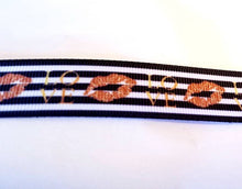 Load image into Gallery viewer, 7/8&quot; Gold Lips Ribbon. Love Stripes Ribbon.
