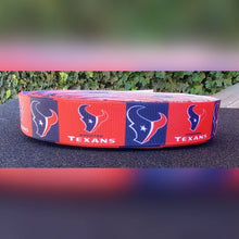 Load image into Gallery viewer, 7/8&quot; or 1&quot; (3 yards in stock of 1&quot;) Houston Texans Longhorns Football Ribbon. Football Grosgrain Ribbon  Sports Ribbon
