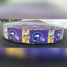 Load image into Gallery viewer, 1.5&quot; Minnesota Vikings Grosgrain Ribbon. NFL Football Sports Ribbon.
