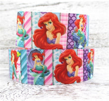 Load image into Gallery viewer, 10 yards in stock - 1&quot; Ariel The Little Mermaid Grosgrain Ribbon. Ariel Princess
