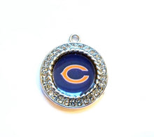 Load image into Gallery viewer, Chicago Bears Football Charms. NFL Sports Team Charms 2.5cm. Rhinestone Charms Football Jewelry
