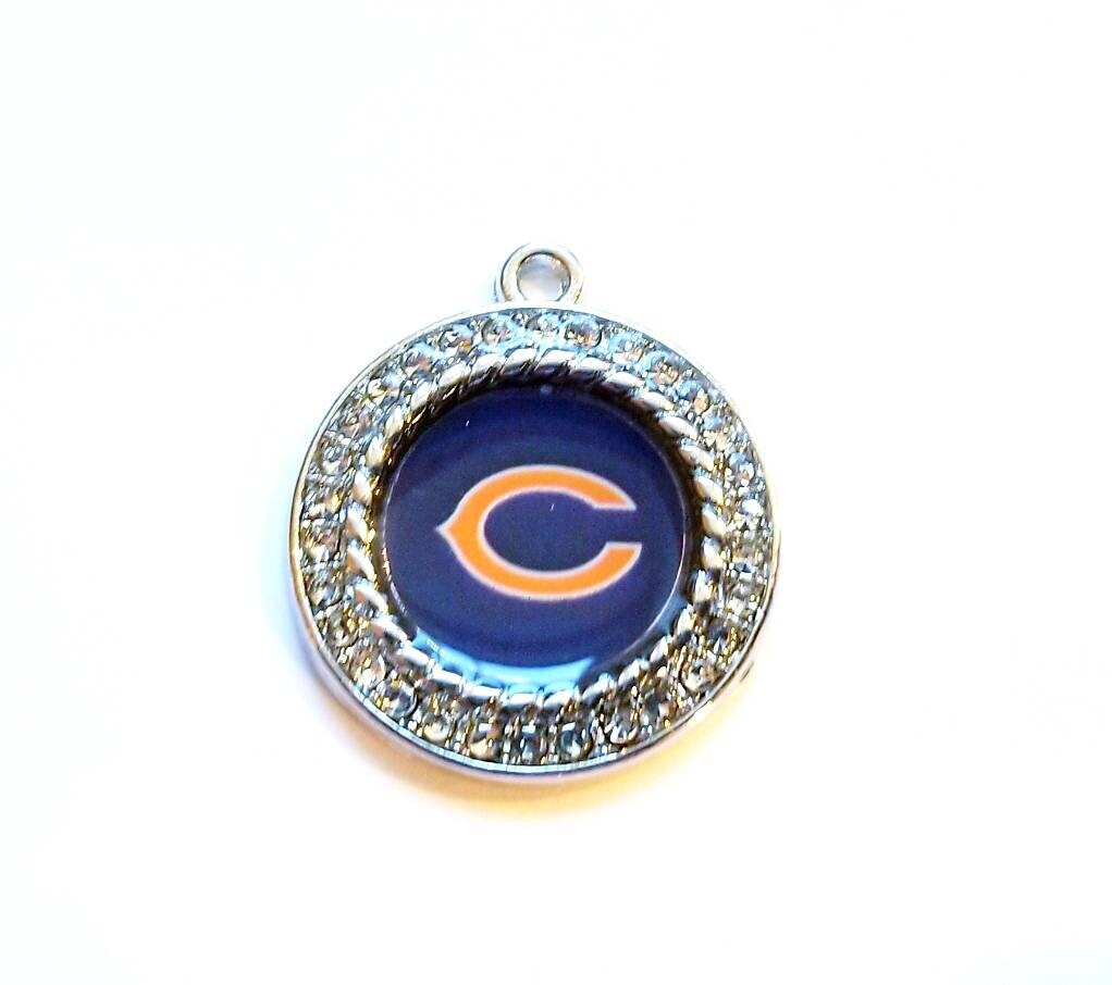 Chicago Bears Football Charms. NFL Sports Team Charms 2.5cm. Rhinestone Charms Football Jewelry