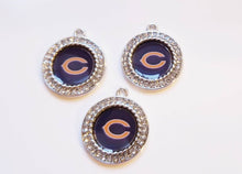 Load image into Gallery viewer, Chicago Bears Football Charms. NFL Sports Team Charms 2.5cm. Rhinestone Charms Football Jewelry
