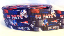 Load image into Gallery viewer, 1.5&quot; New England Patriots Grosgrain Ribbon. Go Pat&#39;s Football Ribbon NFL Sports Ribbon
