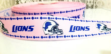 Load image into Gallery viewer, 1.5&quot; Pink Detroit Lions Grosgrain Ribbon. NFL Football Sports Team Ribbon Pink Sports Ribbon
