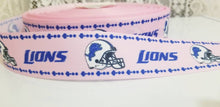 Load image into Gallery viewer, 1.5&quot; Pink Detroit Lions Grosgrain Ribbon. NFL Football Sports Team Ribbon Pink Sports Ribbon
