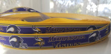 Load image into Gallery viewer, 7/8&quot; Minnesota Vikings Grosgrain Ribbon. NFL Football Sports Ribbon.
