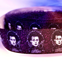 Load image into Gallery viewer, 7/8&quot; Edward Scissorhands grosgrain ribbon. Johnny Depp Tim Burton
