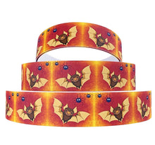 Load image into Gallery viewer, 5/8&quot; Halloween Bats Spiders Grosgrain Ribbon.
