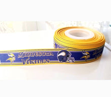 Load image into Gallery viewer, 7/8&quot; Minnesota Vikings Grosgrain Ribbon. NFL Football Sports Ribbon.
