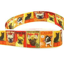 Load image into Gallery viewer, 7/8&#39;&#39; French Bulldog Ribbon. Frog Dog Ribbon. Frenchie Dog Ribbon. Lollipup Ribbon
