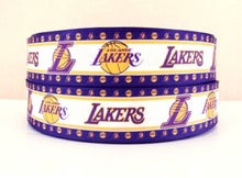 Load image into Gallery viewer, 7/8&quot; Los Angeles Lakers Basketball Grosgrain Ribbon  Sports Team Ribbon NBA Ribbon
