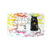 Load image into Gallery viewer, 7/8&quot; Good Angel and Bad Devil Kitty Cat Ribbon. Grosgrain Ribbon by the yard-Animal Rescue Ribbon Adopt a Pet Ribbon. Cute Cat Ribbon
