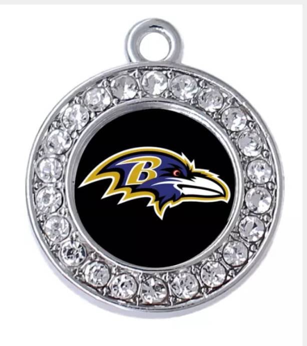 Baltimore Ravens NFL Football Charms.  Sports Team Charms in 2cm and 2.5cm. Rhinestone Charms
