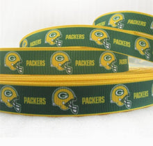 Load image into Gallery viewer, 5/8&quot; Green Bay Packers  Grosgrain Ribbon. NFL Football Sports Ribbon.
