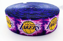 Load image into Gallery viewer, Los Angeles Lakers Basketball Grosgrain Ribbon. In 7/8&quot; and 1.5&quot; Sports Team Ribbon NBA Ribbon
