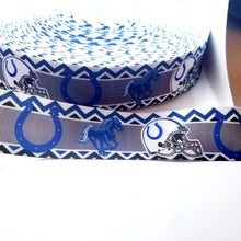 Load image into Gallery viewer, 7/8&quot; Indianapolis Colts. Grosgrain Ribbon. Football Ribbon NFL Sports Ribbon
