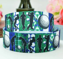 Load image into Gallery viewer, 7/8&quot; Golf Grosgrain Ribbon. Golfers Ribbon Sports Team Ribbon Golf Tournament Ribbon
