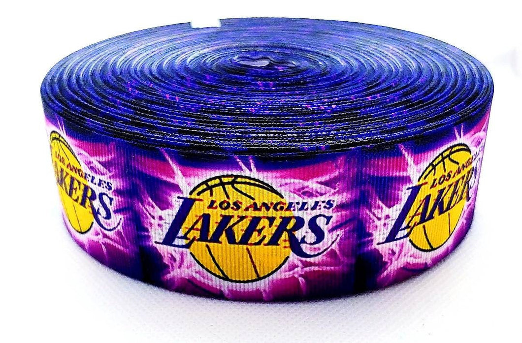 Los Angeles Lakers Basketball Grosgrain Ribbon. In 7/8