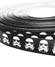 Load image into Gallery viewer, 5/8&quot; Star Wars Storm Trooper Grosgrain Ribbon
