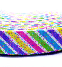Load image into Gallery viewer, 7/8&quot; Easter Stripes with Confetti Bright Colorful grosgrain ribbon. Easter Ribbon
