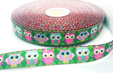 Load image into Gallery viewer, 7/8&#39;&#39; Baby Owls Ribbon. Cute Adorable Bright Owls. Owl Bird Ribbon
