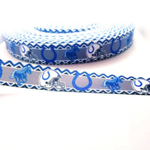 Load image into Gallery viewer, 7/8&quot; Indianapolis Colts. Grosgrain Ribbon. Football Ribbon NFL Sports Ribbon
