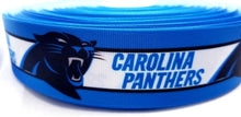 Load image into Gallery viewer, Carolina Panthers NFL Football Ribbon. In 5/8&quot;, 7/8&quot; and 1.5&quot; wide.
