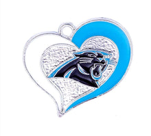 Load image into Gallery viewer, Carolina Panthers Football Charms. Sports Team Charms. NFL Heart  Charms 25mm
